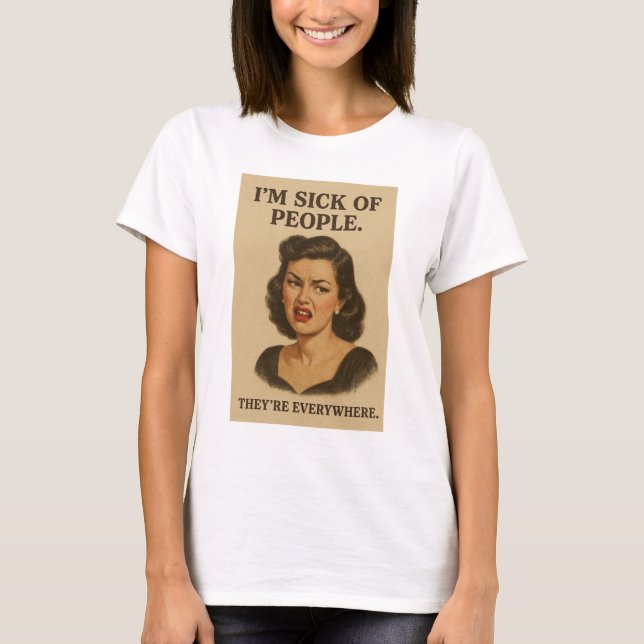 Introvert vintage illustration t shirt (Framsida)