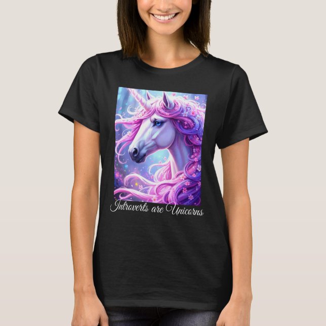 Introverta är enhörningar t-shirt (Framsida)