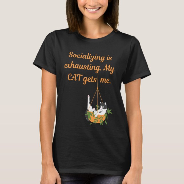 Introverta förenar sig separat Kattälskare-Rolig A T Shirt (Framsida)