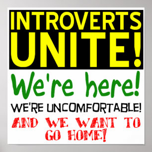 Introverta förenas Roligt Affisch Tecken