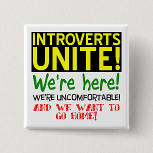 Introverta samlas - rolig knapp märke pin