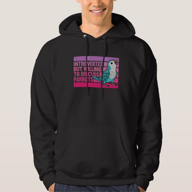 Introverted But Parrots Blue Monk Parakeet Quaker  Hoodie (Framsida)