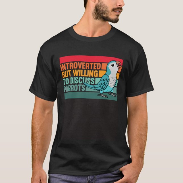 Introverted But Parrots Blue Monk Parakeet Quaker T Shirt (Framsida)