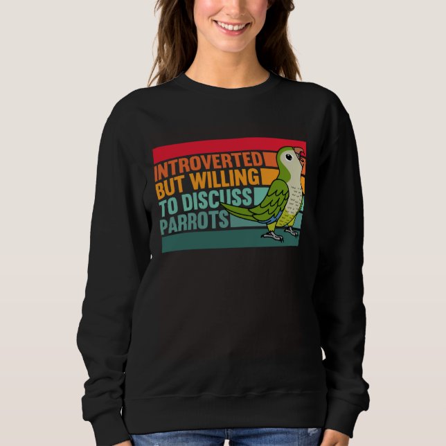 Introverted But Parrots Green Monk Parakeet Quaker T Shirt (Framsida)