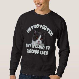 Introverted But Willing To Discuss Cats Introverts Lång Ärmad Tröja