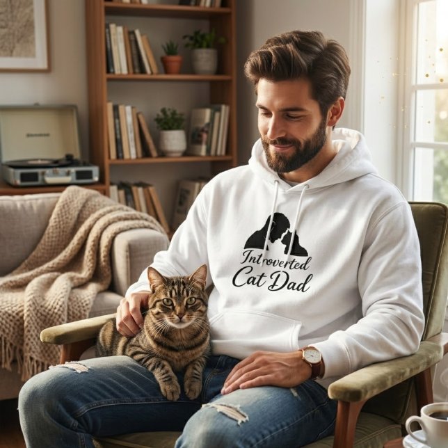 Introverted Cat Dad Minimalist Silhouette Pullover Hoodie (Skapare uppladdad)