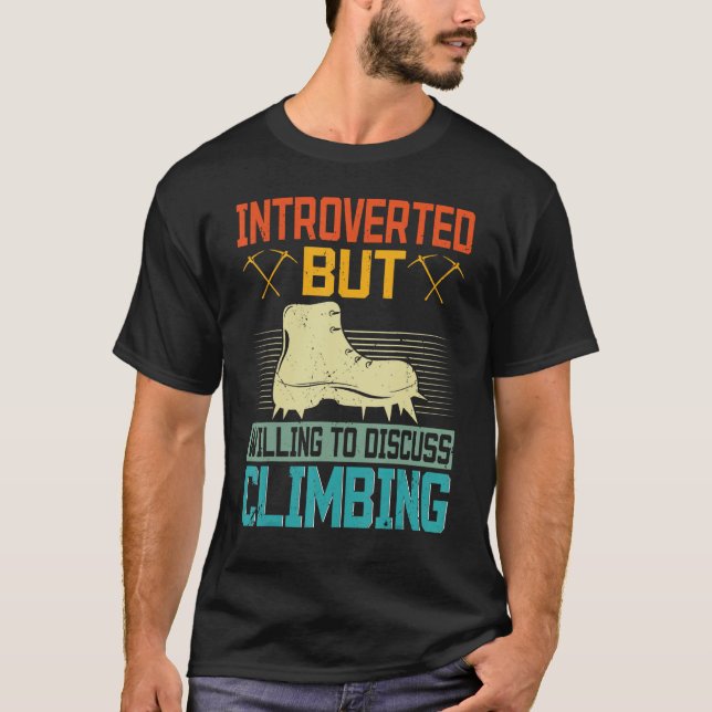 Introverted Climber Vintage Rock Climbing Boulderi T Shirt (Framsida)