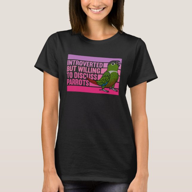 Introverterad, men Grönt - Cheek Conure T Shirt (Framsida)