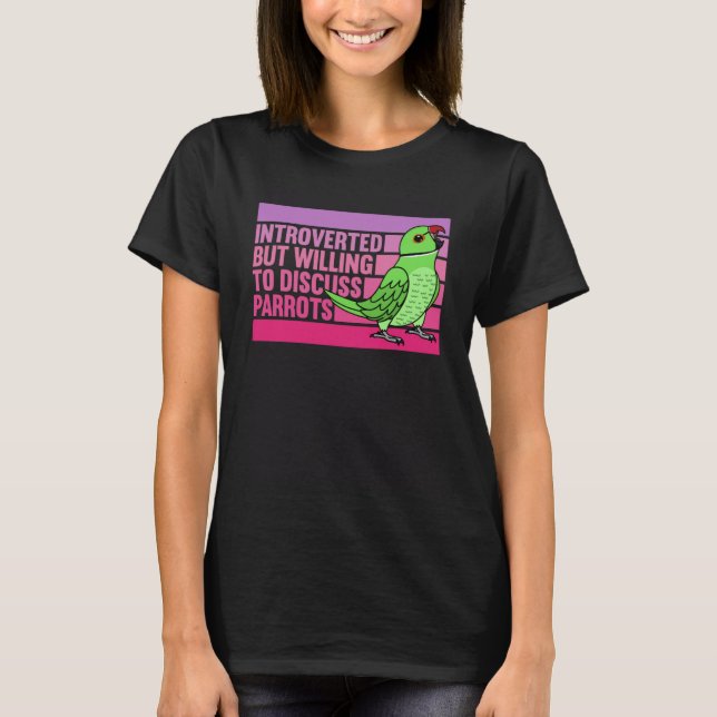Introverterad, men Parrots Grönt India Ringnacken  T Shirt (Framsida)