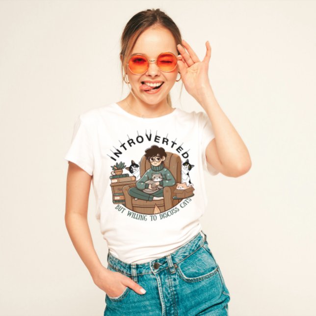 "Introverterad men villig att diskutera katter" Lu T Shirt (Skapare uppladdad)
