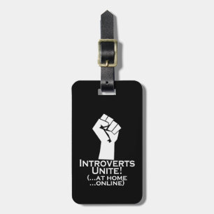 Introverterar förenar, hemma, Online, funny Bagagebricka