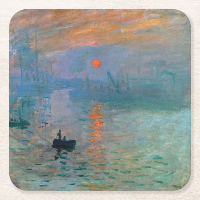 Intrycksoluppgång vid Claude Monet Underlägg Papper Kvadrat (Framsidan)
