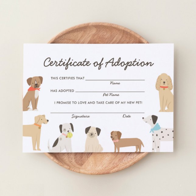 Intyg om adoption av hund inbjudningar (Skapare uppladdad)