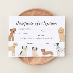 Intyg om adoption av hund inbjudningar