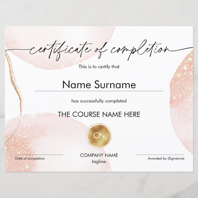 Intyg om deltagande i utbildningsbevis (Framsida)