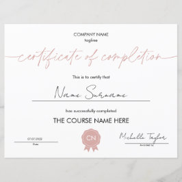 Intyg om deltagande i utbildningsbevis