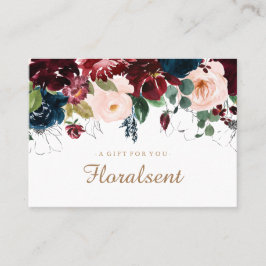 Intyg om gåva av burgundi, flotta och Rosa Blommig Rabattkort