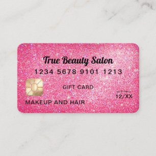 Intyg om gåva av Neon Rosa Glitter Kredit-kort Visitkort