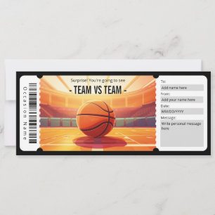 Intyg om gåva från Biljett i basketboll Inbjudningar