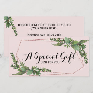  intyg om gåva från botaniska gröna Rosor