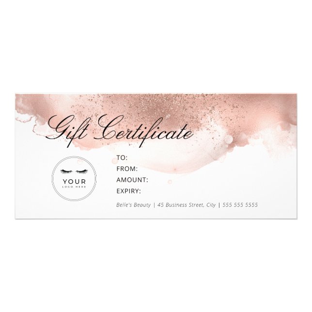 Intyg om gåva från Elegant Ro Glitter Reklamkort (Framsidan)