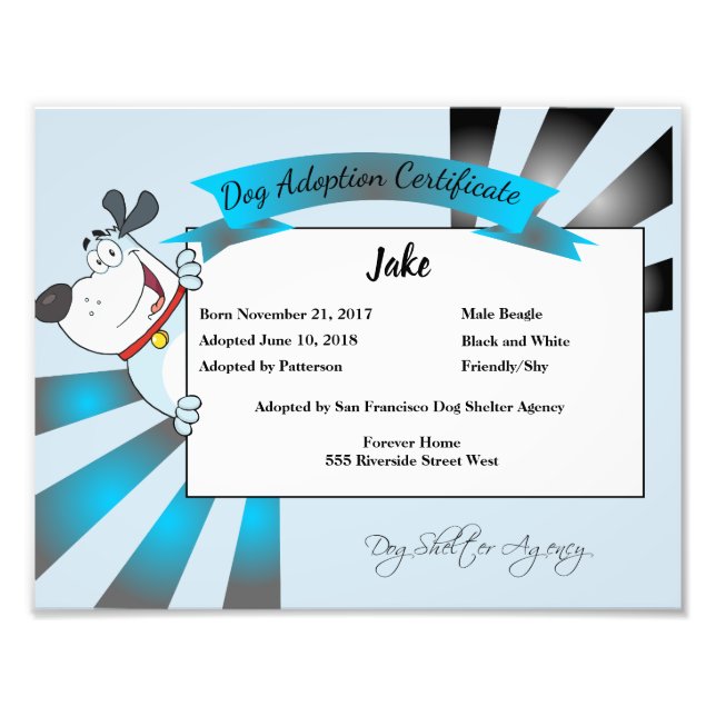 Intyg om godkännande av hund fototryck (Framsidan)