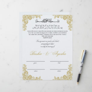Intyg om omedelbar Personlig Nikkah Giftermål