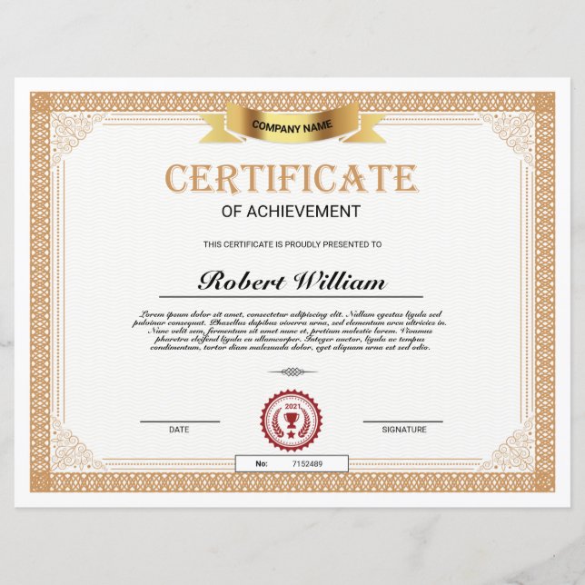 Intyg om uppnående (Framsida)