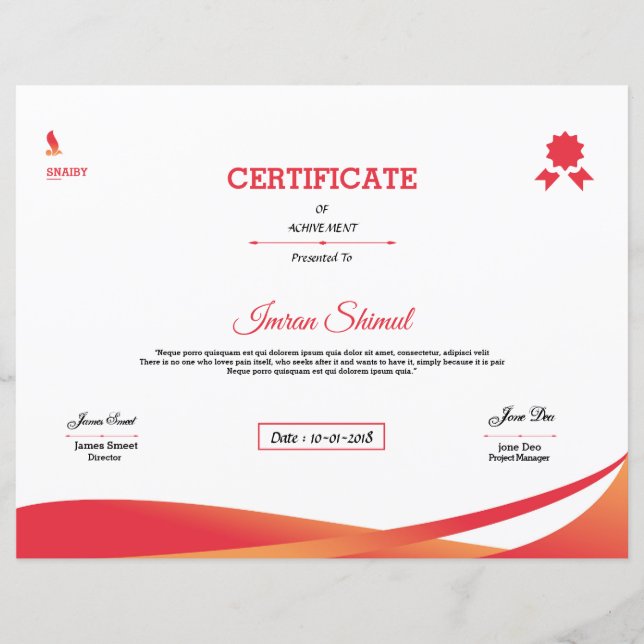 Intyg om uppnående (Framsida)