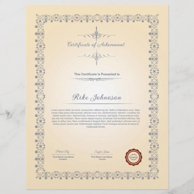 Intyg om uppnående reklamblad (Framsidan)