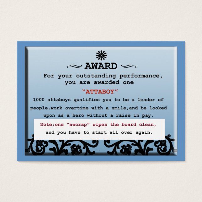 intyg visitkort (Framsidan)