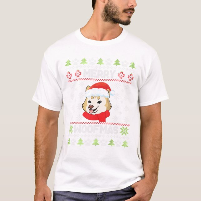 Inu Hund Noel Costume Snö T Shirt (Framsida)