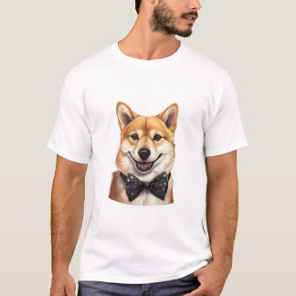 Inu Hund Wearing Bow Tie T Shirt