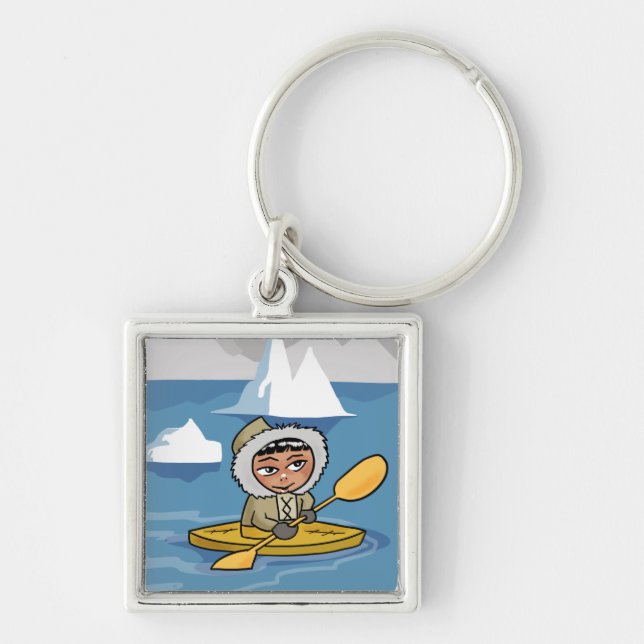 Inuit Coeptis Keychain Fyrkantig Silverfärgad Nyckelring (Framsidan)