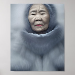 Inuit Elder of Snö och Mist Digital Art Porträtt Poster
