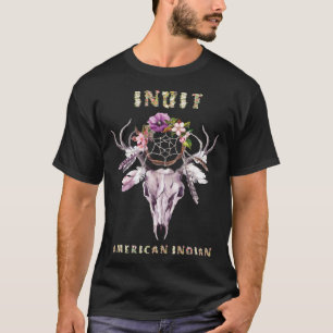 Inuit Indian Tribe BOHO Blommigt Skull Retr T Shirt
