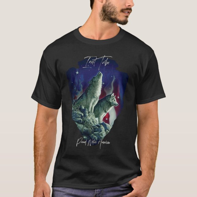 Inuit Indian Tribe Varg Pride Howling Tri T Shirt (Framsida)