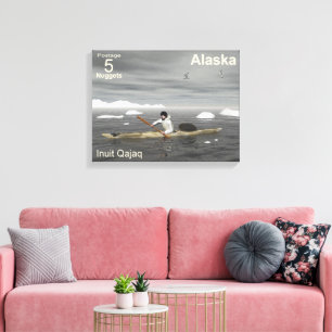 Inuit Kayak - Alaska Postage Canvastryck