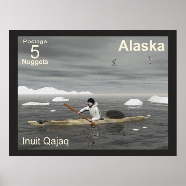 Inuit Kayak - Alaska Postage Poster (Framsidan)