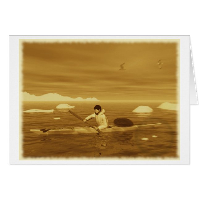 Inuit Kayak Hälsningskort (Framsidan Horizontal)