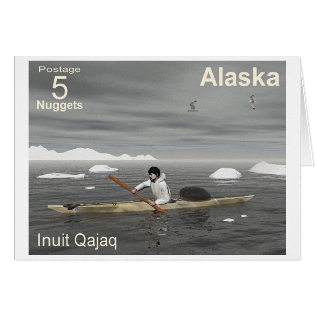 Inuit Kayak Hälsningskort (Framsidan Horizontal)