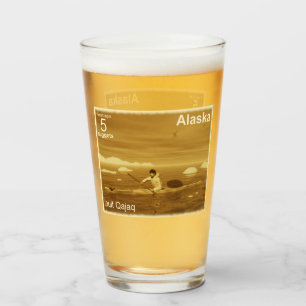 Inuit Kayak - Sepia - Alaska Postage Glaskopp