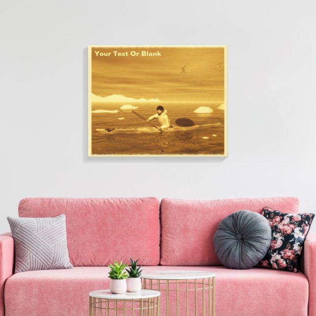 Inuit Kayak - Sepia Canvastryck (Insitu (Vardagsrum))
