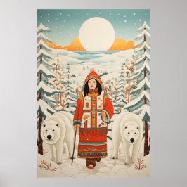 Inuitinspirerad konst: Arktiska liv och djur Poster