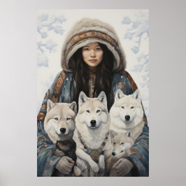 Inuitinspirerad konst: Arktiska liv och djur Poster