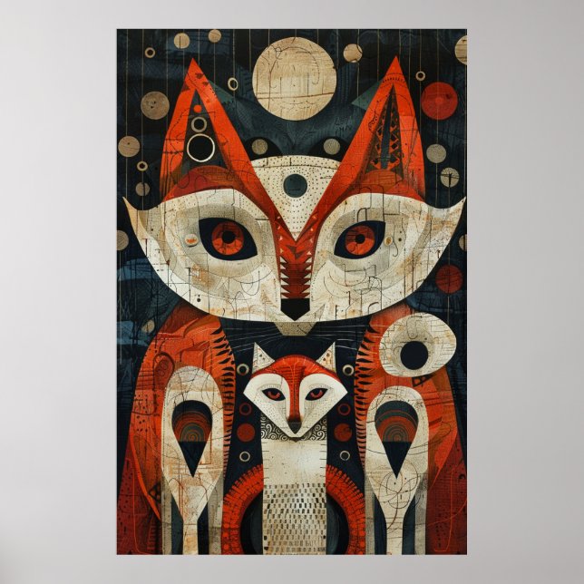 Inuitinspirerad konst: Arktiska liv och djur Poster (Framsidan)