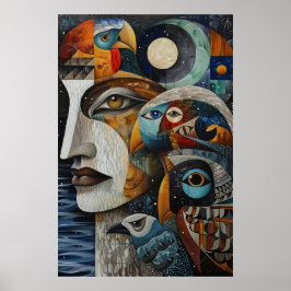 Inuitinspirerad konst: Arktiska liv och djur Poster