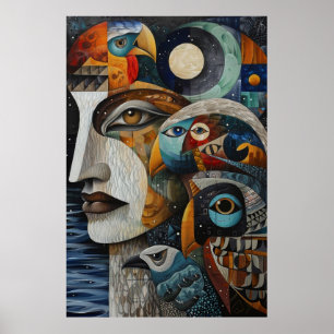 Inuitinspirerad konst: Arktiska liv och djur Poster