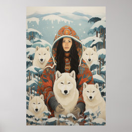 Inuitinspirerad konst: Arktiska liv och djur Poster