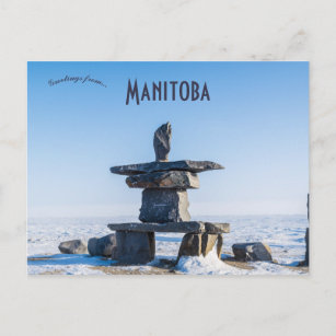 Inukshuk i Churchill Manitoba Kanada Vykort